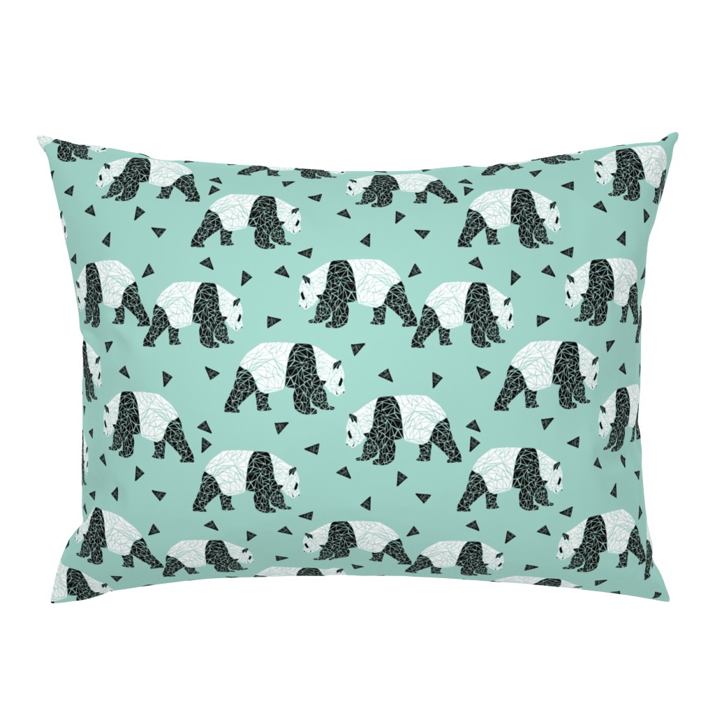 Geometric Panda - Pale Turquoise by Andrea Lauren 