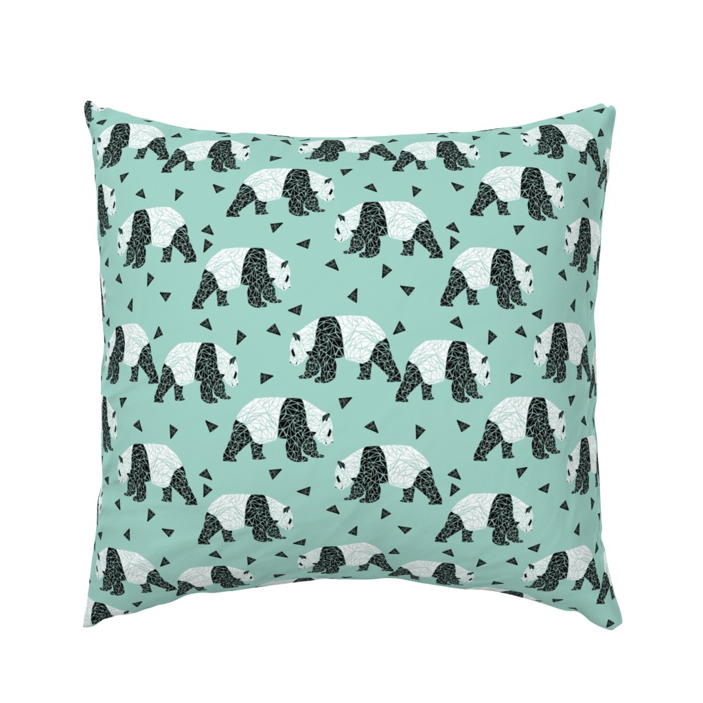 Geometric Panda - Pale Turquoise by Andrea Lauren 