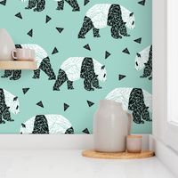 Geometric Panda - Pale Turquoise by Andrea Lauren 