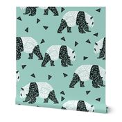 Geometric Panda - Pale Turquoise by Andrea Lauren 