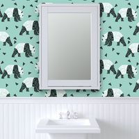 Geometric Panda - Pale Turquoise by Andrea Lauren 