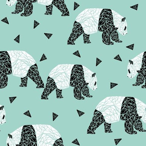 Geometric Panda - Pale Turquoise by Andrea Lauren 