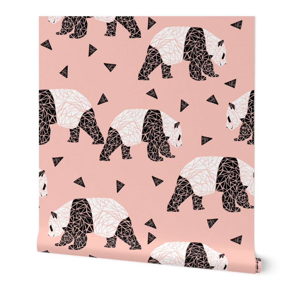 Geometric Panda - Pink by Andrea Lauren 