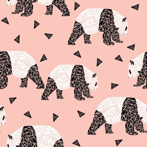 Geometric Panda - Pink by Andrea Lauren 