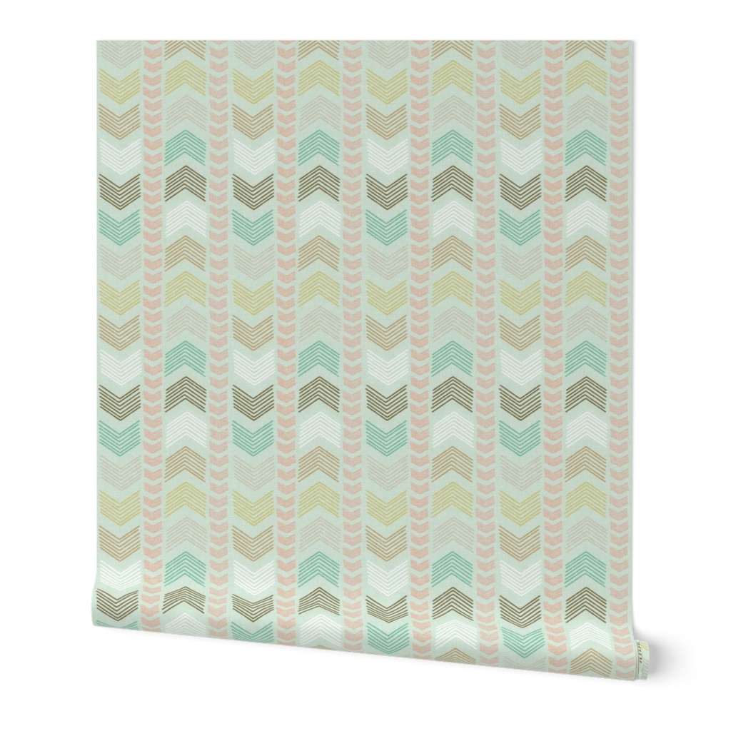 Herringbone Geometric Stripe in Summer Pastels