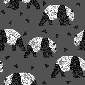Geometric Panda - Charcoal by Andrea Lauren 