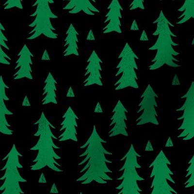 Forest Trees - Kelly Green and Black by Andrea Lauren 