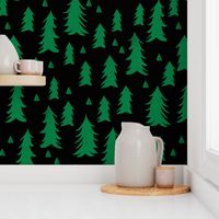 Forest Trees - Kelly Green and Black by Andrea Lauren 