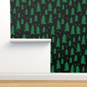 Forest Trees - Kelly Green and Black by Andrea Lauren 