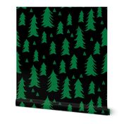 Forest Trees - Kelly Green and Black by Andrea Lauren 