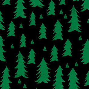 Forest Trees - Kelly Green and Black by Andrea Lauren 