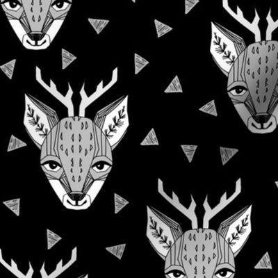 Deer Face - Black and Slate by Andrea Lauren 