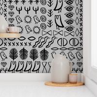 shapes // grey nursery bird cactus jewel tribal aztec shapes kids nursery baby