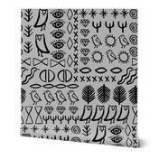 shapes // grey nursery bird cactus jewel tribal aztec shapes kids nursery baby