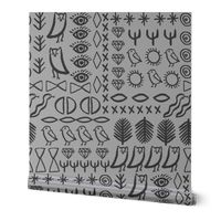 shapes // grey nursery bird cactus jewel tribal aztec shapes kids nursery baby