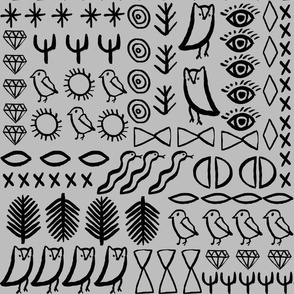 shapes // grey nursery bird cactus jewel tribal aztec shapes kids nursery baby