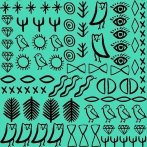 shapes // glyphs birds eyes jewel cactus southwest boho shapey marks