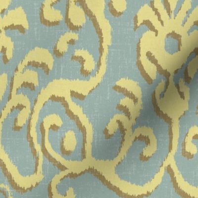 Lucette Ikat in Soft Blue and Sunshine