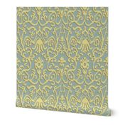 Lucette Ikat in Soft Blue and Sunshine