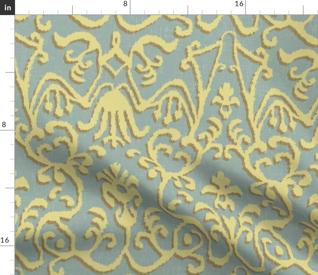 Lucette Ikat in Soft Blue and Sunshine