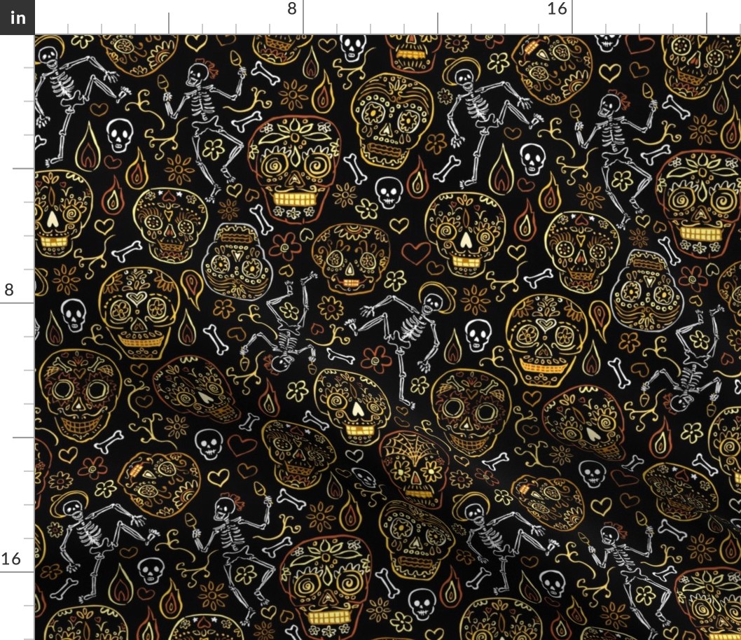 Sugar Skulls Tan and Black Large