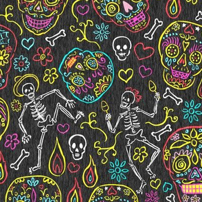 Sugar Skulls Dark Gray Large