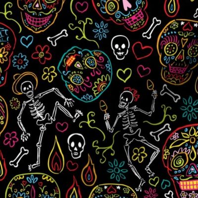 Sugar Skulls Black Large