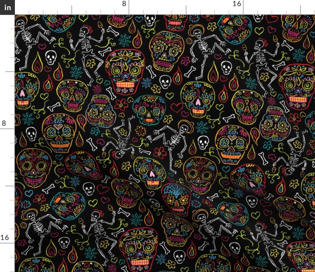 Sugar Skulls Black Large