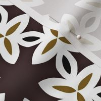 Dark Brown, Tan & White Petal Like Pattern