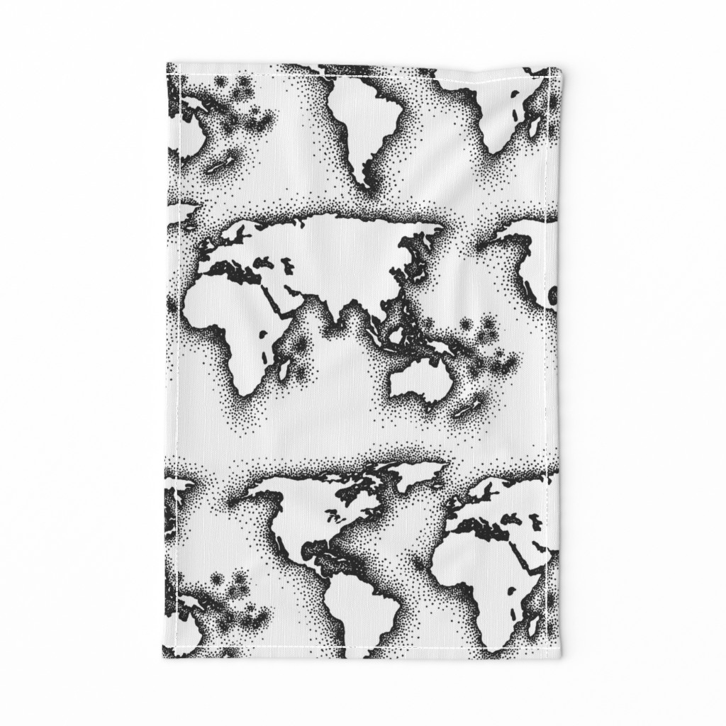 black and white world map (20x10")