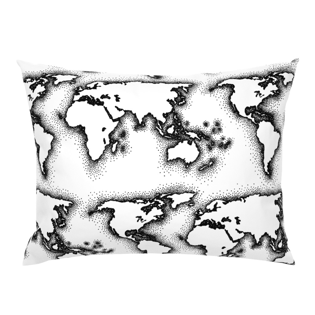 black and white world map (20x10")