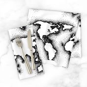 black and white world map (20x10")