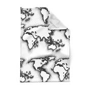 black and white world map (20x10")