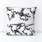 black and white world map (20x10")