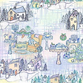 Kids Colorful Winter Holiday Traditions Toile Jumbo 