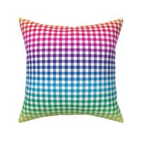 rainbow and white gingham, ~3/8" check, rainbow repeats every 12"