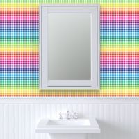 rainbow and white gingham, ~3/8" check, rainbow repeats every 12"