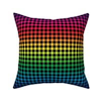 rainbow and black gingham, ~3/8" check,  rainbow repeats every 12"