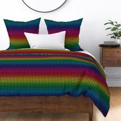 rainbow and black gingham, ~3/8" check,  rainbow repeats every 12"