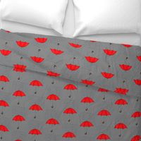 Umbrellas and Raindrops-Red