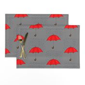 Umbrellas and Raindrops-Red