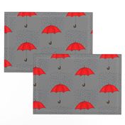 Umbrellas and Raindrops-Red