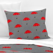 Umbrellas and Raindrops-Red