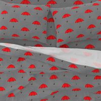 Umbrellas and Raindrops-Red