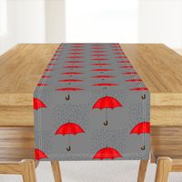 Umbrellas and Raindrops-Red