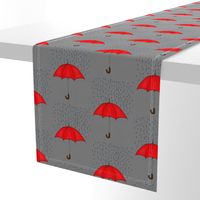 Umbrellas and Raindrops-Red