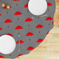 Umbrellas and Raindrops-Red