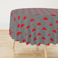 Umbrellas and Raindrops-Red