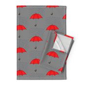 Umbrellas and Raindrops-Red