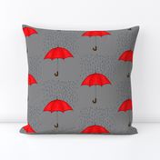 Umbrellas and Raindrops-Red